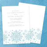 40. Geburtstag Party Blaues Weißes Schneeflocken W Einladung<br><div class="desc">Sehr elegante blaue Aquarellschneeflocken schaffen einen hübschen Rahmen am Ende dieser Erwachsenengeburtseinladung. Modernes und minimalistisches Design hat ein offenes und luftiges Ambiente. Die zeitgenössische Ästhetik wird Menschen jeden Alters ansprechen.</div>