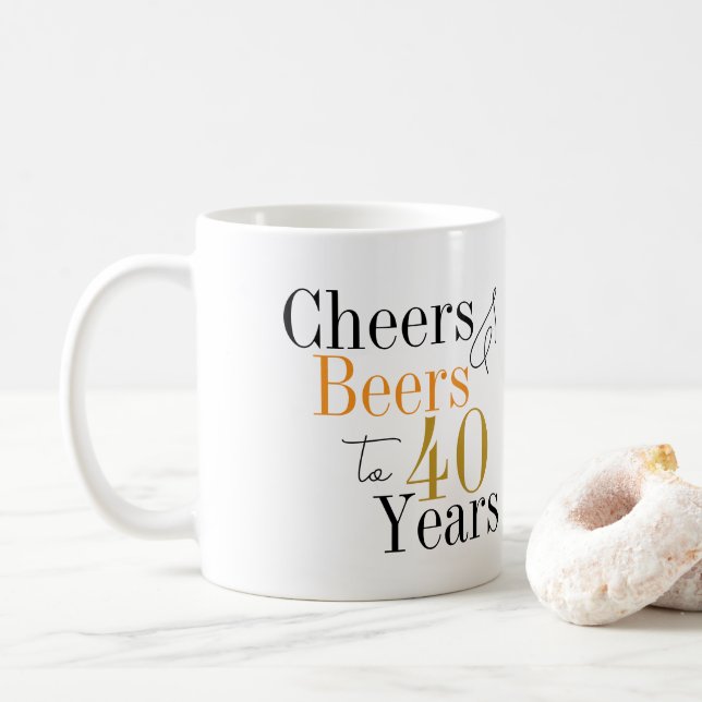 40. Geburtstag Party Cheers Beer Minimal Kaffeetasse (Mit Donut)