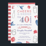 40. Geburtstag Party, Cheers und Biere Einladung<br><div class="desc">Mit diesen lustigen Einladungen zum Geburtstag von Rot Weiß und Blau zum 40-jährigen Beisammensein. Das US Flagge-Thema würde das Design besonders für eine Veranstaltung rund um einen Nationalfeiertag,  z.B. 4. Juli,  oder für alle,  die gerne die Flagge zeigen,  wo immer möglich,  geeignet machen.</div>