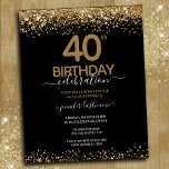 40. Geburtstag Party Einladung<br><div class="desc">Eleganter Imitat Gold Glitzer mit schimmernden Konfetti Highlights auf der Ober- und Untergrenze. Alle Texte sind individuell einstellbar und lassen sich für Ihr eigenes Party leicht ändern. Sehr elegantes Design aus dem 40. Jahrhundert.</div>