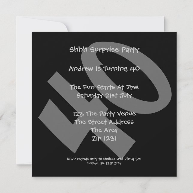 40. Geburtstag Party Einladung (Vorderseite)