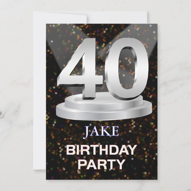 40. Geburtstag-Party Einladung Einen Namen hinzufü (Vorderseite)