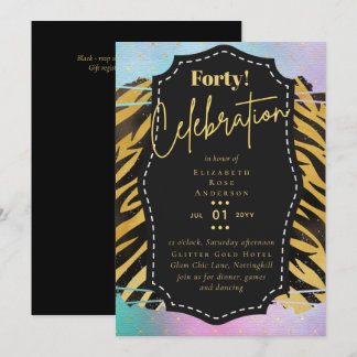 40. Geburtstag Party Einladungen Glitzer Glamour