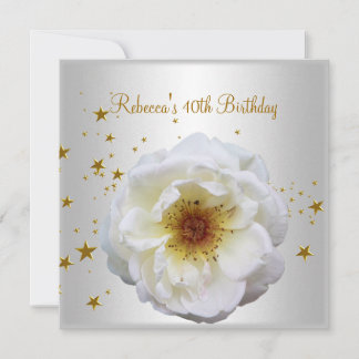40. Geburtstag Party Elegante Weiß Gelbe Blume Einladung