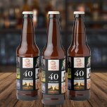 40. Geburtstag Party Foto Collage Typ schwarz Bierflaschenetikett<br><div class="desc">Ein Bierflaschenlabel für ein 40. Party für einen Typ,  das sein Leben mit einer Collage aus 8 eigenen Fotos feiert. Vorlagen für einen Namen,  Alter 40 und Datum. Geburtsdatum oder Geburtsdatum des Party. Weiße Buchstaben. Schwarzer Hintergrund.</div>