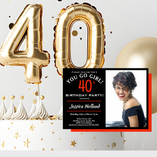40. Geburtstag Party Foto Einladung