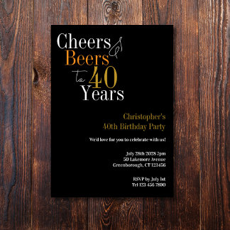 40. Geburtstag Party für Cheers und Biersorten Einladung