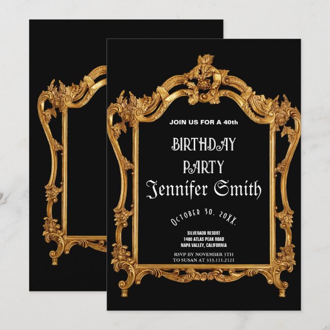 40. Geburtstag Party Gold Einladung (Vorne/Hinten)