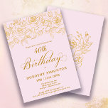40. Geburtstag Party Gold Rose Blumenrot Rosa Einladung<br><div class="desc">Elegante Rose aus Gold der offenen Linie schaffen den perfekten Rahmen. Der rot-rosa Hintergrund verleiht eine weibliche Ästhetik und die Kalligraphie verleiht der Einrichtung eine luxuriöse Touch. Diese Einladung ist Teil der Luxe Gold Rose Collection. Hier finden Sie Vorlagen für die Geburtstagssuite,  Begrüßungsschilder und Party-Dekorationen.</div>