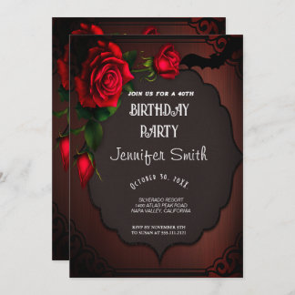 40. Geburtstag Party Gothic Red Einladung