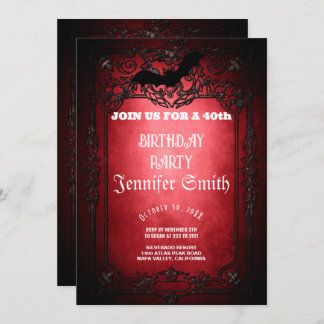 40. Geburtstag Party Gothic Red Einladung
