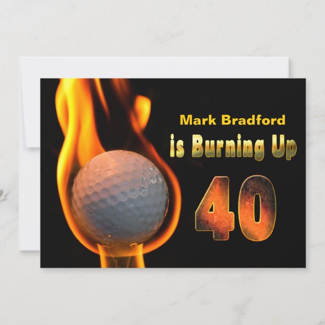 40. GEBURTSTAG PARTY INVITE - GOLFBALLBURNING EINLADUNG (Vorderseite)