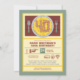40. Geburtstag Party Mens Funny Bacon Eggs Themeng Einladung
