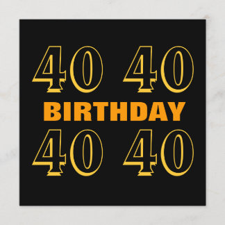 40. Geburtstag Party Modern Gold und Black W1019 Einladung