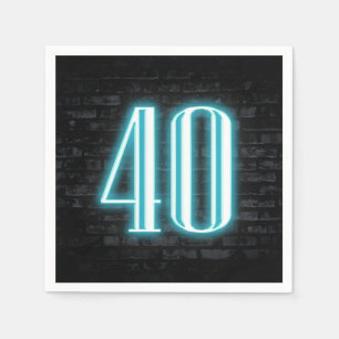 40. Geburtstag Party Neon Sign auf Brick Wall Serviette