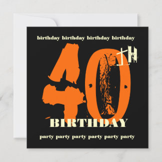 40. Geburtstag Party Orange Grunge Einladung