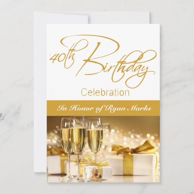 40. Geburtstag Party Personalisierte Einladung (Vorderseite)