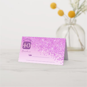 40. Geburtstag Party Rosa Glitzer Platzkarte