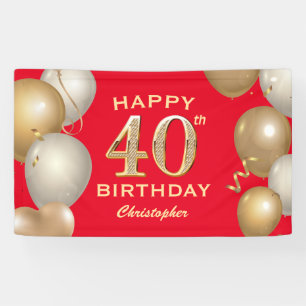 40. Geburtstag Party Rot und Gold Ballons Banner