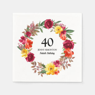 40. Geburtstag Party Roter Gelbfall Serviette