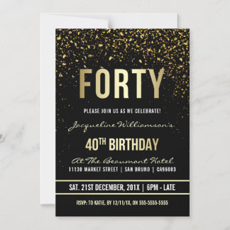 40. Geburtstag Party | Schimmergoldfetti Magneteinladung