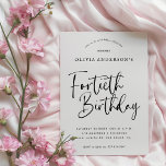 40. Geburtstag Party | Schwarz-Weiß-Typografie Einladung<br><div class="desc">Dieses einfache, aber immer so elegante Design zeichnet sich durch moderne schwarz-weiße Typografie und die Wörter "Fortieth Birthday" in Kalligraphie-Skript aus. Die Einladungen kehren zu einem subtilen Art-Déco-Muster in chromatisch grau und schwarz um. Mit seiner Eleganz und Eleganz lädt dieser vierzigste Geburtstag zum Set des stilvollen Tons für Ihre Feiern...</div>