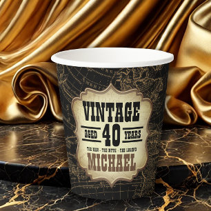 40. Geburtstag Party Vintages Thema Weltkarte Pappbecher
