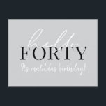 40. Geburtstag Postkarte<br><div class="desc">Moderne Schrift & geometrische vierzigste Geburtstagsfeier laden ein. Modernes geometrisches Backermuster. Teil einer Sammlung. Die Farbe kann geändert werden.</div>