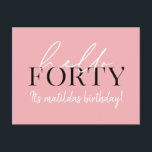 40. Geburtstag Postkarte<br><div class="desc">Moderne Schrift & geometrische vierzigste Geburtstagsfeier laden ein. Modernes geometrisches Backermuster. Teil einer Sammlung. Die Farbe kann geändert werden.</div>