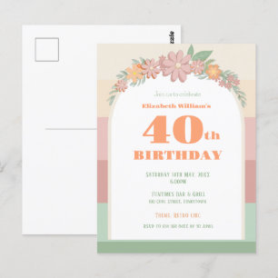 40. Geburtstag Retro Einladung Postkarte