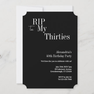40. Geburtstag RIP 30er Schwarz-Weiß-Party Einladung