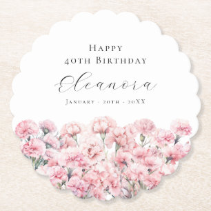 40. Geburtstag Rosa Nelke Januar Geburtsblume Untersetzer