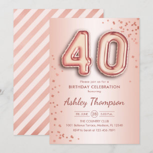 40. Geburtstag - Rose Gold Balloons Einladung