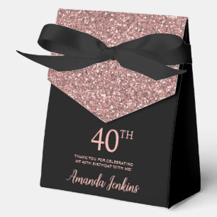 40. Geburtstag Rose Gold Glitter Dankeschön Geschenkschachtel