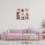 40. Geburtstag Rose Gold rosa Custom Foto Collage Künstlicher Leinwanddruck<br><div class="desc">Ein einzigartiges Geschenk für einen 40. Geburtstag, das ihr Leben mit einer Collage von 8 eigenen Fotos, Bildern feiert. Personalisieren und fügen Sie ihren Namen und ein Datum. Eine schicke Rose Gold, rötlich rosa Hintergrund. Der Name ist mit einem modernen handgeschriebenen Stil-Skript geschrieben, Nummer 40 mit einem Schriftart im Ballonstil....</div>