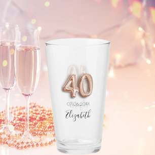 40. Geburtstag rose-goldener Blush-Name Glas