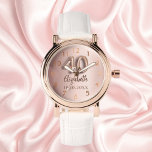 40. Geburtstag Rose Goldname Armbanduhr<br><div class="desc">Ein Geschenk für einen 40. Geburtstag. Eine Hintergrundfarbe für den Farbverlauf in Rose. Name, Datum hinzufügen</div>