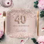 40. Geburtstag Rose Goldrot Glitzer Name Pappteller<br><div class="desc">Elegant,  klassisch,  glamourös für ein 40. Party. Rose Gold und Farbverlauf. Dekoriert mit Rose Gold,  Imitat Glitzer,  Glitzern. Personalisieren und einen Namen hinzufügen. Der Name ist mit einem modernen,  dunklen Rose gefärbten Handschrift geschrieben. Nummer 40 wird mit einem Schriftart im Ballonstil geschrieben.</div>