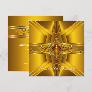 40. Geburtstag Royal Elegant Gelbgold Schmuck 2 Einladung