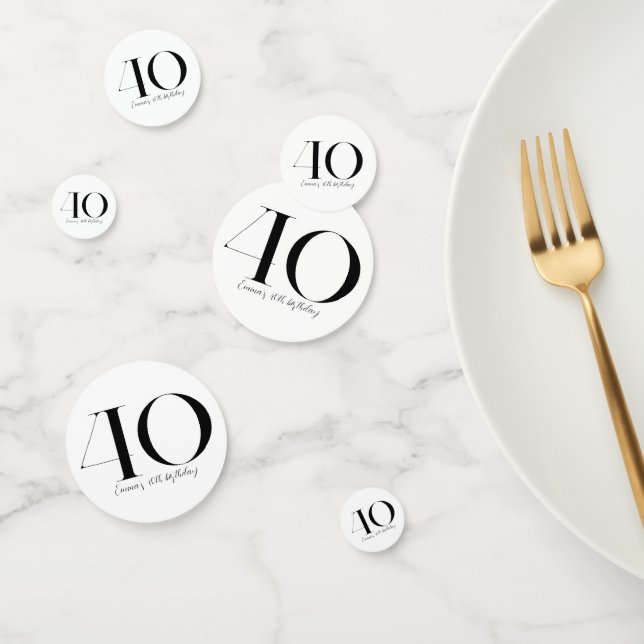 40. Geburtstag Schwarz und Weiß Confetti Konfetti (Gruppe)