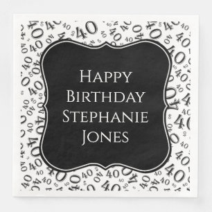 40. Geburtstag Schwarz/Weiß Random Muster 40 Serviette