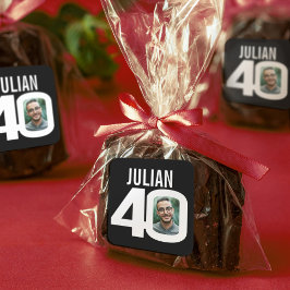 40. Geburtstag Schwarz-weißer benutzerdefinierter  Quadratischer Aufkleber