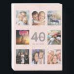 40. Geburtstag Schwarze Rose Goldname Foto Holzkisten Schild<br><div class="desc">Ein einzigartiges 40. Geburtstagsgeschenk oder Sake, das ihr Leben mit einer Collage von 8 deiner Fotos feiert. Fügen Sie Bilder von ihrer Familie, Freunden, Haustieren, Hobbys oder Traumreise Ziel. Personalisieren und fügen Sie einen Namen, Alter 40 und ein Datum. Graue und dunkle Rose goldfarbene Buchstaben. Elegante und trendige rosa Hintergrundfarbe....</div>