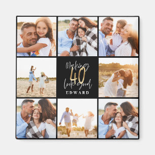 40. Geburtstag Schwarzes Foto Magnet