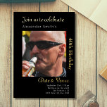 40. Geburtstag Schwarzes Gold Folieneinladung<br><div class="desc">Feiern Sie Ihren 40. Geburtstag stilvoll mit dieser schönen Schwarz-Gold-Einladung. Personalisieren Sie es mit Ihrem eigenen Foto, und passen Sie den Text an, um es wirklich einzigartig zu machen. Machen Sie eine unvergessliche Erklärung mit einem einzigartigen Design, das Ihre Gäste in Ehrfurcht versetzt! Diese exquisite Einladung aus schwarz und gold...</div>