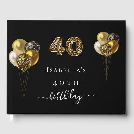40. Geburtstag schwarzes Gold Leoparden drucken Ba Gästebuch