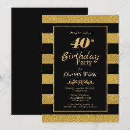 40. Geburtstag Schwarzes Party Einladung