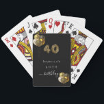 40. Geburtstag Schwarzgoldleoparden Tier Spielkarten<br><div class="desc">Für ein elegantes Party zum 40. Geburtstag. Schwarzer Hintergrund,  mit Ballons verziert. Nummer 40 ist geschrieben mit einem angesagten Ballon Stil Schriftart,  Leopardenmuster. Personalisieren und fügen Sie einen Namen und ein Datum hinzu. Das Wort Geburtstag wird mit einem modernen handgeschriebenen Stilskript mit Swashes geschrieben. Für Party Spiele oder Favoriten.</div>