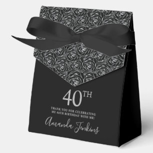 40. Geburtstag Silber Glitter Rosen Danke Geschenkschachtel