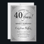 40. Geburtstag - SilberDamaskus Einladung<br><div class="desc">40. Geburtstag Einladung. Elegantes Vintages Imitat silberfarbenes Design mit Damast-Muster. Enthält Skript-Schriftart. Bis 40 Jahre! Kann in jedem Alter personalisiert werden! Nachricht,  wenn Sie weitere Anpassungen benötigen.</div>